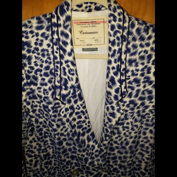 Cartonnier Anthropologie Blue Animal Print Blazer - Picture 4 of 9